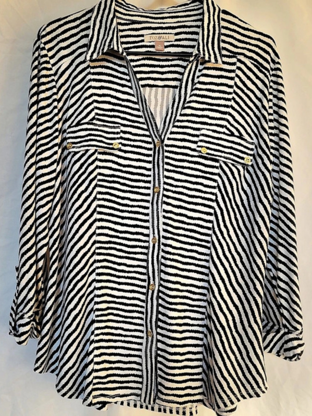 Roz & Ali Print Button Down Shirt XL Like New
